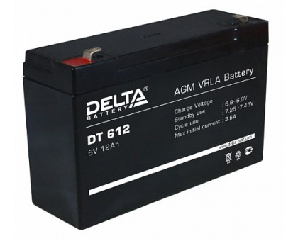 Аккумулятор 6В 12А/ч Delta DT 612